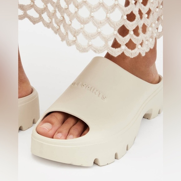 All Saints Shoes - ALLSAINTS Eclipse Flatform Slider in Chalk White
